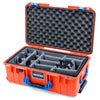 Pelican 1535 Air Case, Orange with Blue Handles & Latches Gray Padded Microfiber Dividers with Convoluted Lid Foam ColorCase 015350-0070-150-121