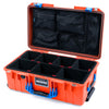 Pelican 1535 Air Case, Orange with Blue Handles & Latches TrekPak Divider System with Mesh Lid Organizer ColorCase 015350-0120-150-121