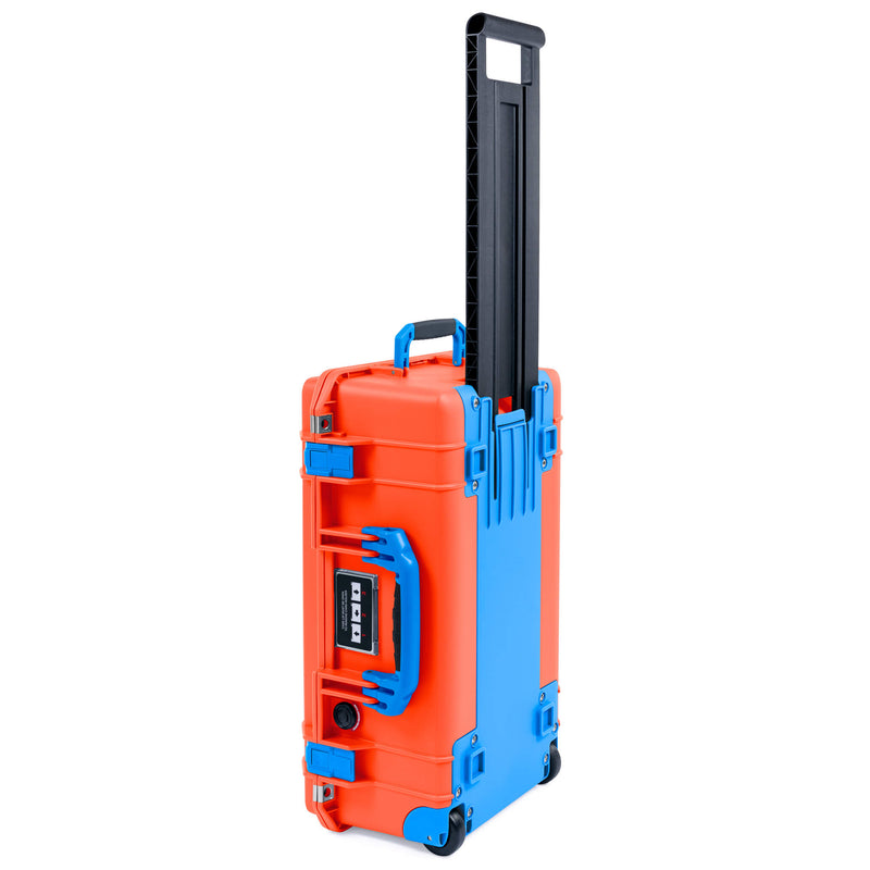 Pelican 1535 Air Case, Orange with Blue Handles, Latches & Trolley