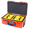 Pelican 1535 Air Case, Orange with Blue Handles & Latches Yellow Padded Microfiber Dividers with Convoluted Lid Foam ColorCase 015350-0010-150-121