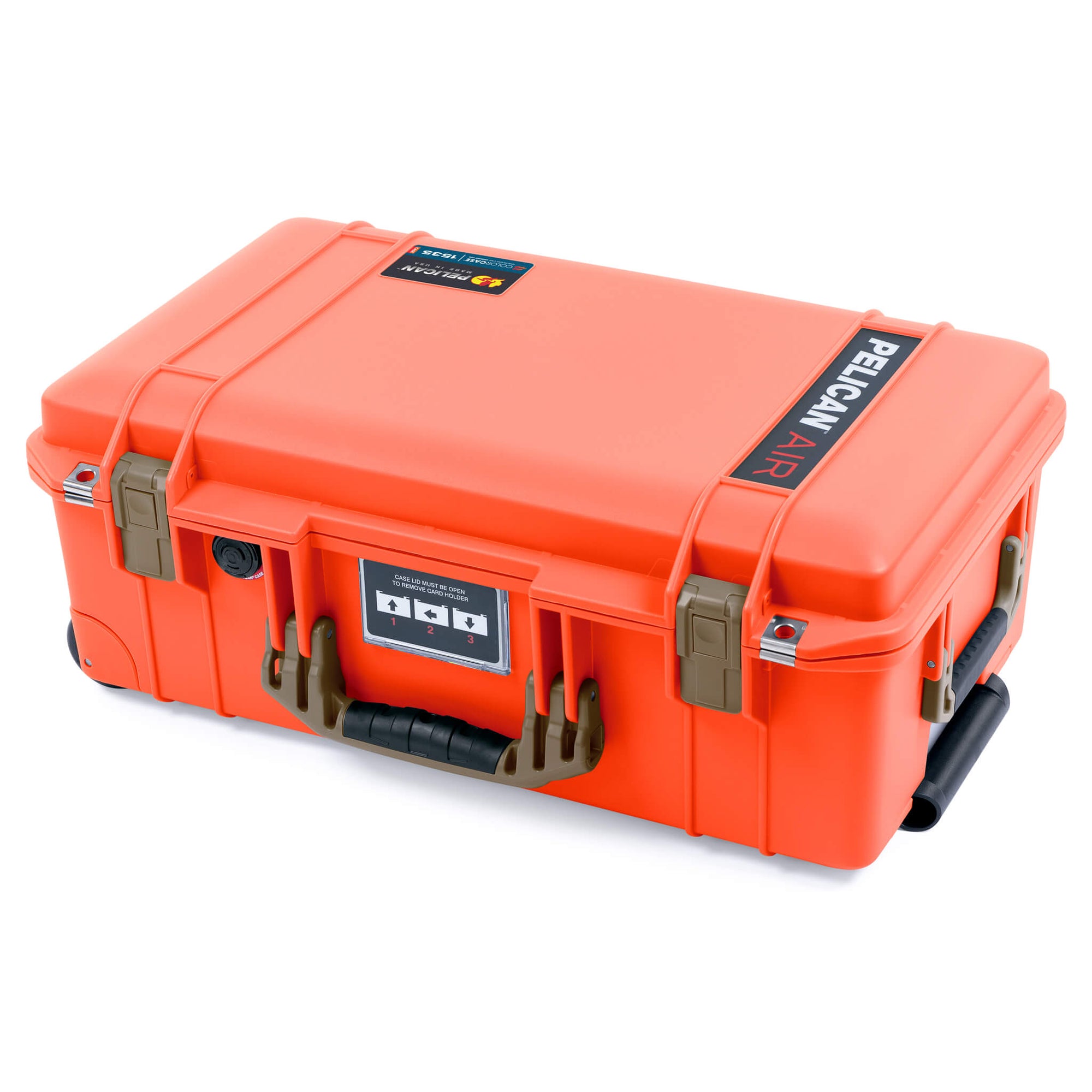 Pelican 1535 Air Case, Orange with Dark Desert Dirt Handles & Latches ColorCase 