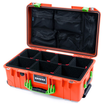 Pelican 1535 Air Case, Orange with Lime Green Handles & Latches