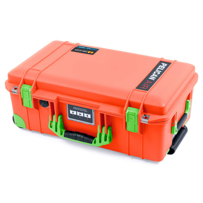 Pelican 1535 Air Case, Orange with Lime Green Handles, Latches & Trolley