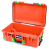 Pelican 1535 Air Case, Orange with Lime Green Handles, Latches & Trolley