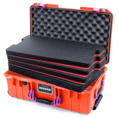 Pelican 1535 Air Case, Orange with Magenta Handles & Latches Custom Tool Kit (4 Foam Inserts with Convolute Lid Foam) ColorCase 015350-0060-150-401