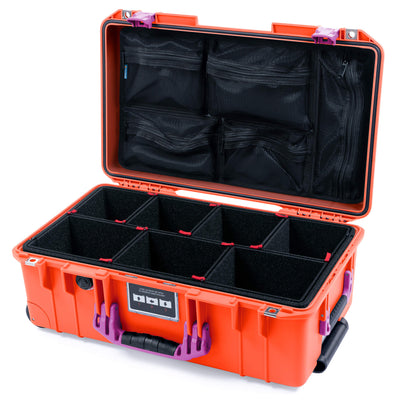 Pelican 1535 Air Case, Orange with Magenta Handles & Latches TrekPak Divider System with Mesh Lid Organizer ColorCase 015350-0120-150-401