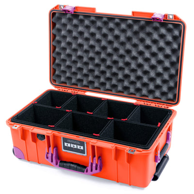 Pelican 1535 Air Case, Orange with Magenta Handles, Latches & Trolley TrekPak Divider System with Convoluted Lid Foam ColorCase 015350-0020-150-401-400