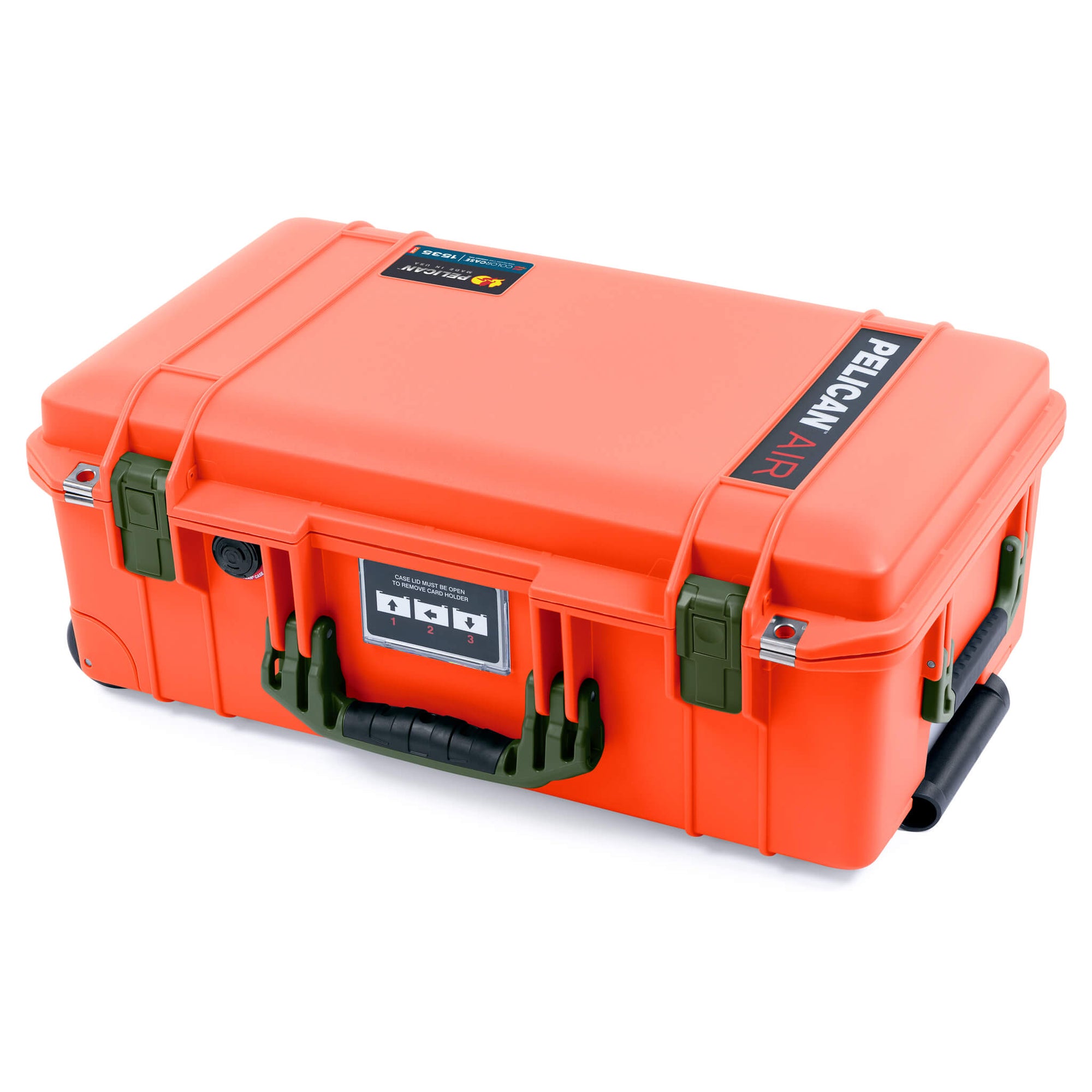 Pelican 1535 Air Case, Orange with OD Green Handles & Latches