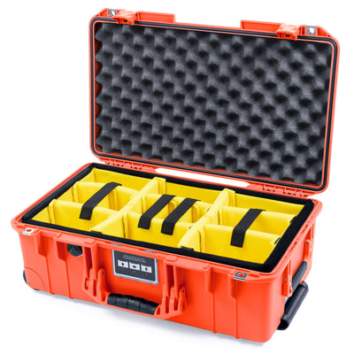 Pelican 1535 Air Case, Orange Yellow Padded Microfiber Dividers with Convoluted Lid Foam ColorCase 015350-0010-150-151