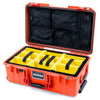 Pelican 1535 Air Case, Orange with Red Handles & Latches Yellow Padded Microfiber Dividers with Mesh Lid Organizer ColorCase 015350-0110-150-321