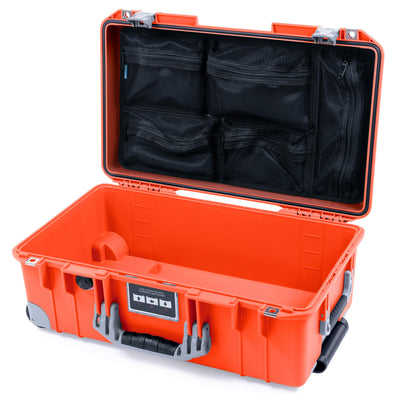 Pelican 1535 Air Case, Orange with Silver Handles, Latches & Trolley Mesh Lid Organizer Only ColorCase 015350-0100-150-181-180