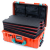 Pelican 1535 Air Case, Orange with Teal Handles & Latches Custom Tool Kit (4 Foam Inserts with Mesh Lid Organizer) ColorCase 015350-0160-150-591