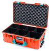 Pelican 1535 Air Case, Orange with Teal Handles & Latches TrekPak Divider System with Convoluted Lid Foam ColorCase 015350-0020-150-591