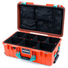 Pelican 1535 Air Case, Orange with Teal Handles & Latches TrekPak Divider System with Mesh Lid Organizer ColorCase 015350-0120-150-591