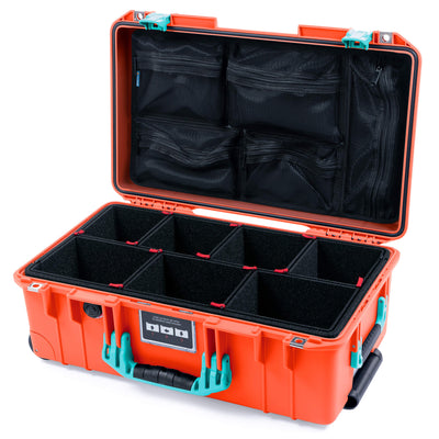 Pelican 1535 Air Case, Orange with Teal Handles & Latches TrekPak Divider System with Mesh Lid Organizer ColorCase 015350-0120-150-591