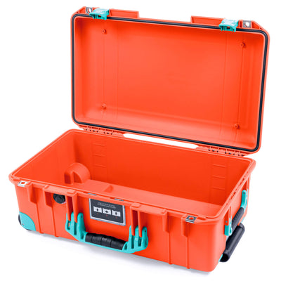 Pelican 1535 Air Case, Orange with Teal Handles, Latches & Trolley