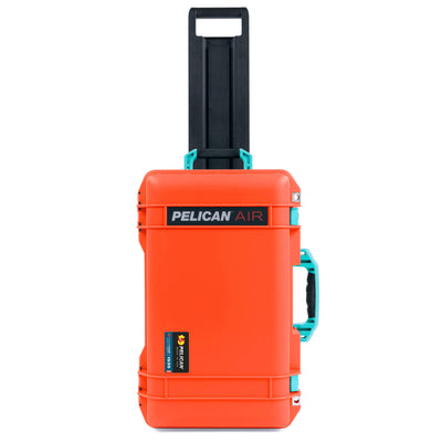 Pelican 1535 Air Case, Orange with Teal Handles, Latches & Trolley