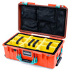 Pelican 1535 Air Case, Orange with Teal Handles & Latches Yellow Padded Microfiber Dividers with Mesh Lid Organizer ColorCase 015350-0110-150-591