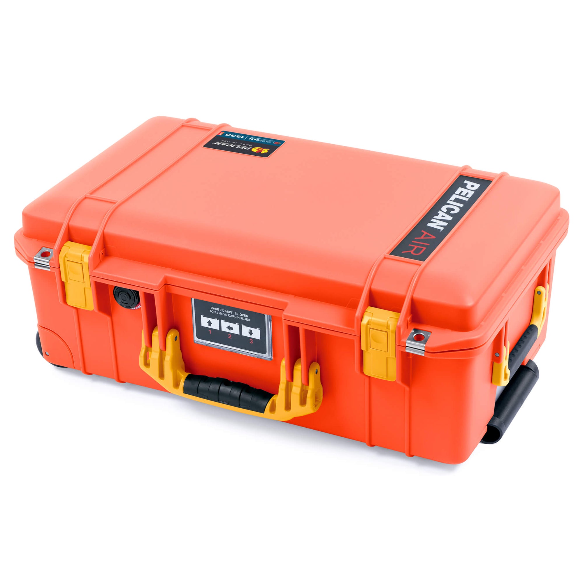 Pelican 1535 Air Case, Orange with Yellow Handles & Latches ColorCase 