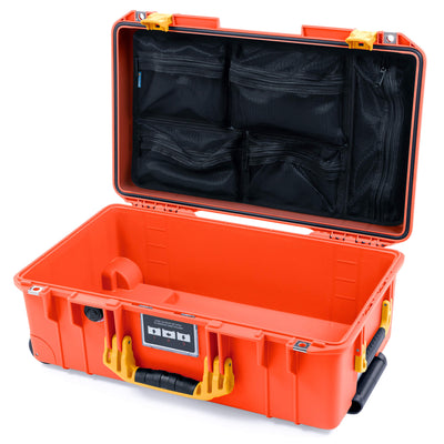 Pelican 1535 Air Case, Orange with Yellow Handles & Latches Mesh Lid Organizer Only ColorCase 015350-0100-150-241