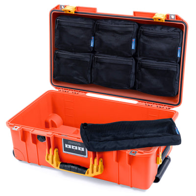 Pelican 1535 Air Case, Orange with Yellow Handles & Latches 7-Piece Removable Mesh Pouches Only ColorCase 015350-0700-150-241