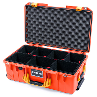 Pelican 1535 Air Case, Orange with Yellow Handles & Latches TrekPak Divider System with Convoluted Lid Foam ColorCase 015350-0020-150-241