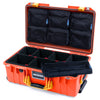 Pelican 1535 Air Case, Orange with Yellow Handles & Latches TrekPak Divider System with 7-Piece Removable Mesh Pouches ColorCase 015350-0720-150-241