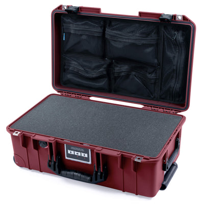 Pelican 1535 Air Case, Oxblood with Black Handles & Latches Pick & Pluck Foam with Mesh Lid Organizer ColorCase 015350-0101-510-111