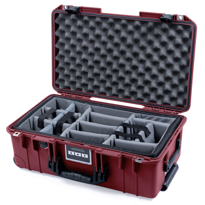 Pelican 1535 Air Case, Oxblood with Black Handles & Latches Gray Padded Microfiber Dividers with Convoluted Lid Foam ColorCase 015350-0070-510-111