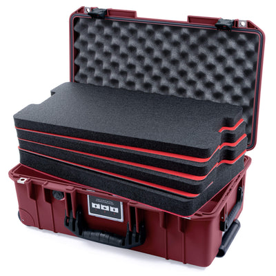 Pelican 1535 Air Case, Oxblood with Black Handles & Latches Custom Tool Kit (4 Foam Inserts with Convoluted Lid Foam) ColorCase 015350-0060-510-111