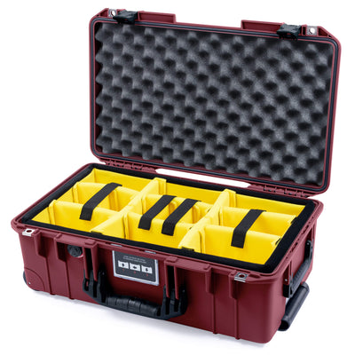 Pelican 1535 Air Case, Oxblood with Black Handles & Latches Yellow Padded Microfiber Dividers with Convoluted Lid Foam ColorCase 015350-0010-510-111