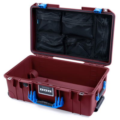 Pelican 1535 Air Case, Oxblood with Blue Handles & Latches Mesh Lid Organizer Only ColorCase 015350-0100-510-121