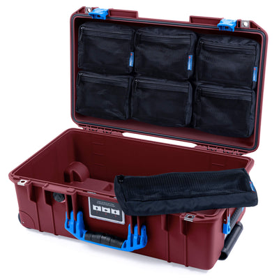 Pelican 1535 Air Case, Oxblood with Blue Handles & Latches 7-Piece Removable Mesh Pouches Only ColorCase 015350-0700-510-121