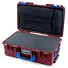 Pelican 1535 Air Case, Oxblood with Blue Handles & Latches Pick & Pluck Foam with Laptop Computer Lid Pouch ColorCase 015350-0201-510-121