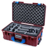 Pelican 1535 Air Case, Oxblood with Blue Handles & Latches Gray Padded Microfiber Dividers with Convoluted Lid Foam ColorCase 015350-0070-510-121