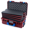 Pelican 1535 Air Case, Oxblood with Blue Handles & Latches Custom Tool Kit (4 Foam Inserts with Convoluted Lid Foam) ColorCase 015350-0060-510-121