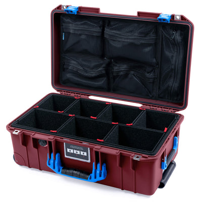 Pelican 1535 Air Case, Oxblood with Blue Handles & Latches TrekPak Divider System with Mesh Lid Organizer ColorCase 015350-0120-510-121