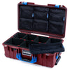 Pelican 1535 Air Case, Oxblood with Blue Handles & Latches TrekPak Divider System with 7-Piece Removable Mesh Pouches ColorCase 015350-0720-510-121