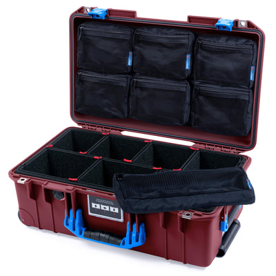 Pelican 1535 Air Case, Oxblood with Blue Handles & Latches