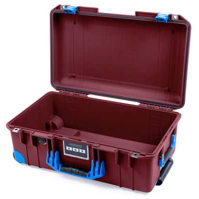 Pelican 1535 Air Case, Oxblood with Blue Handles, Latches & Trolley