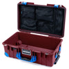 Pelican 1535 Air Case, Oxblood with Blue Handles, Latches & Trolley Mesh Lid Organizer Only ColorCase 015350-0100-510-121-120