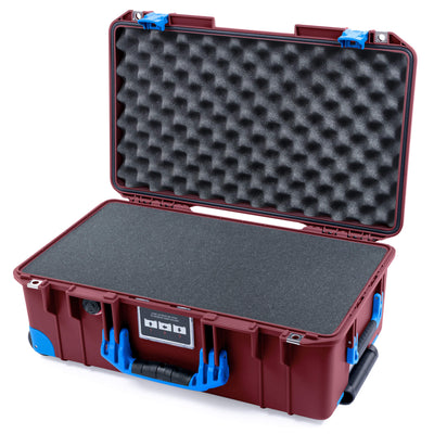 Pelican 1535 Air Case, Oxblood with Blue Handles, Latches & Trolley Pick & Pluck Foam with Convoluted Lid Foam ColorCase 015350-0001-510-121-120