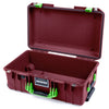 Pelican 1535 Air Case, Oxblood with Lime Green Handles & Latches