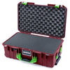 Pelican 1535 Air Case, Oxblood with Lime Green Handles & Latches Pick & Pluck Foam with Convoluted Lid Foam ColorCase 015350-0001-510-301