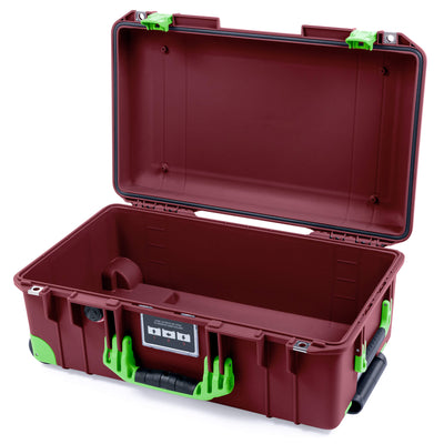 Pelican 1535 Air Case, Oxblood with Lime Green Handles, Latches & Trolley None (Case Only) ColorCase 015350-0000-510-301-300