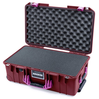 Pelican 1535 Air Case, Oxblood with Magenta Handles & Latches Pick & Pluck Foam with Convoluted Lid Foam ColorCase 015350-0001-510-401