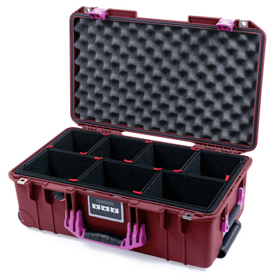 Pelican 1535 Air Case, Oxblood with Magenta Handles & Latches TrekPak Divider System with Convoluted Lid Foam ColorCase 015350-0020-510-401