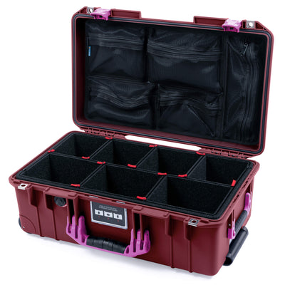 Pelican 1535 Air Case, Oxblood with Magenta Handles & Latches TrekPak Divider System with Mesh Lid Organizer ColorCase 015350-0120-510-401