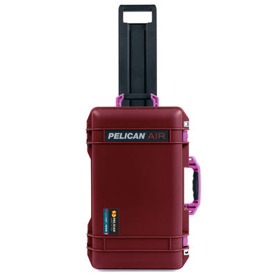 Pelican 1535 Air Case, Oxblood with Magenta Handles, Latches & Trolley