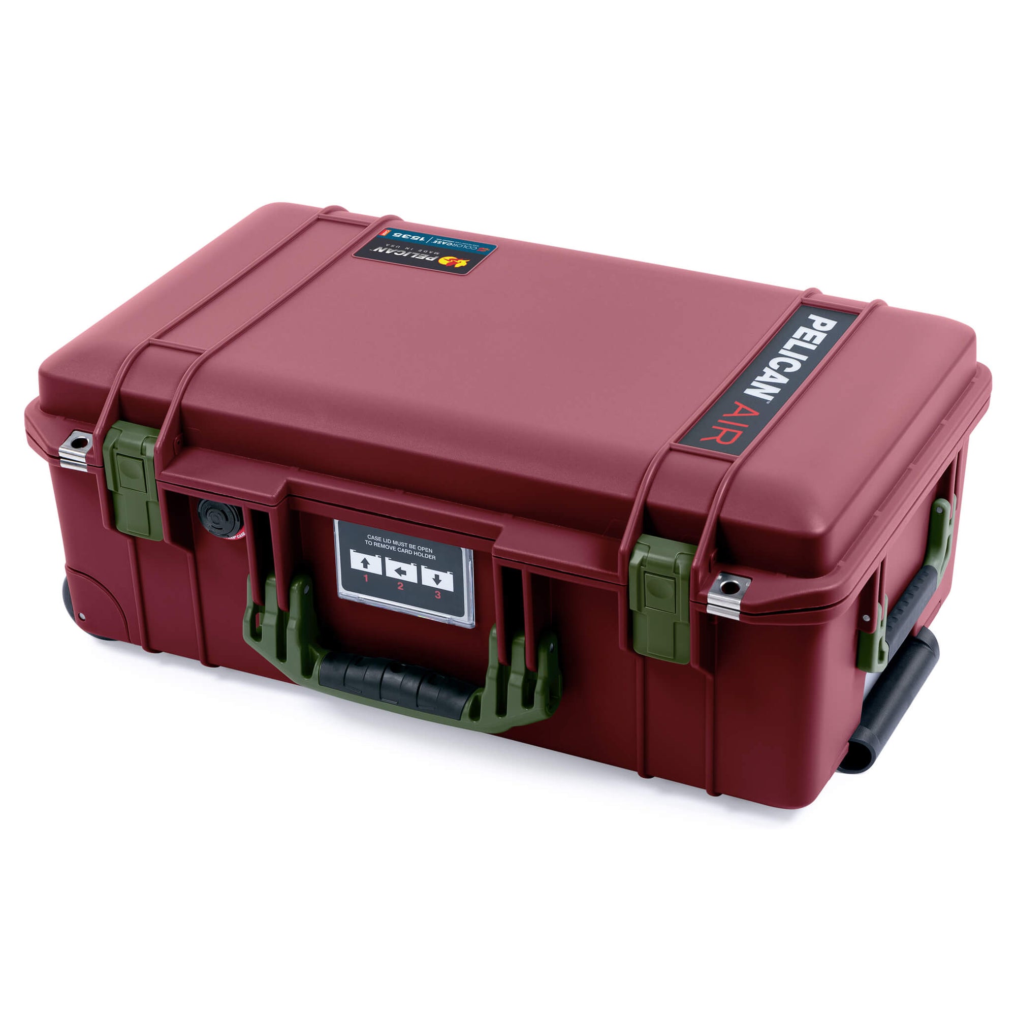 Pelican 1535 Air Case, Oxblood with OD Green Handles & Latches ColorCase 